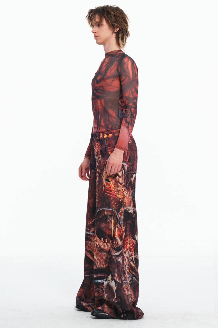 EMBRYO BONE RELIC printed wide-leg pants — alternate modeled angle