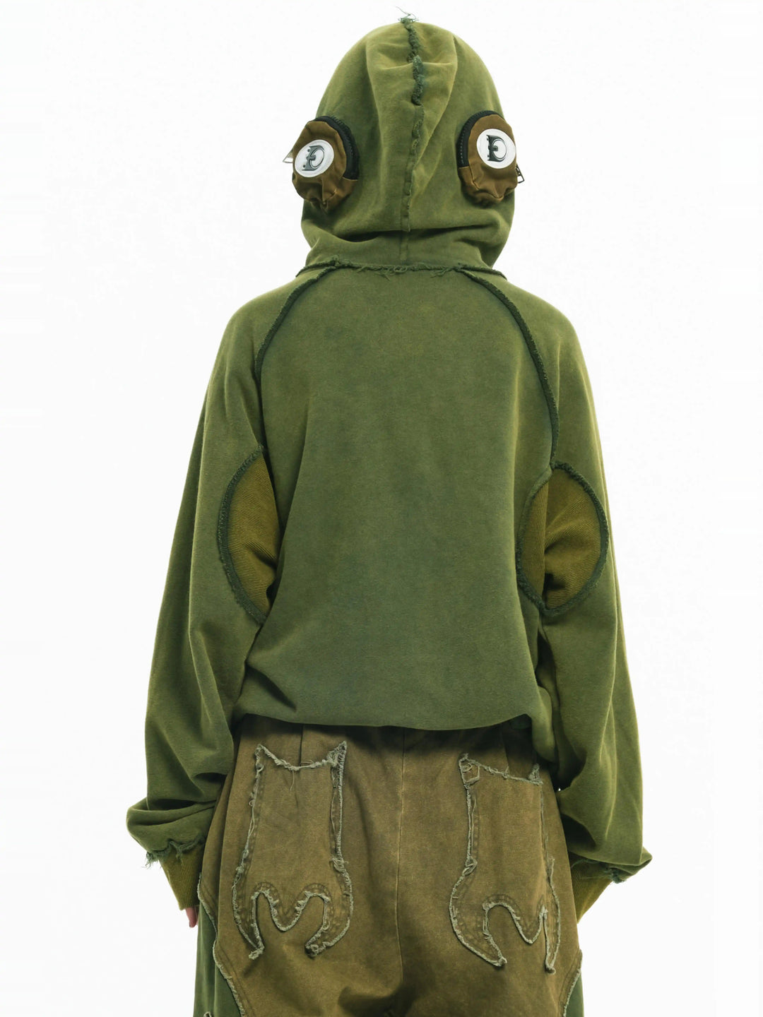 EMBRYO GREEN GUARD distressed armor hoodie — rear or construction presentation