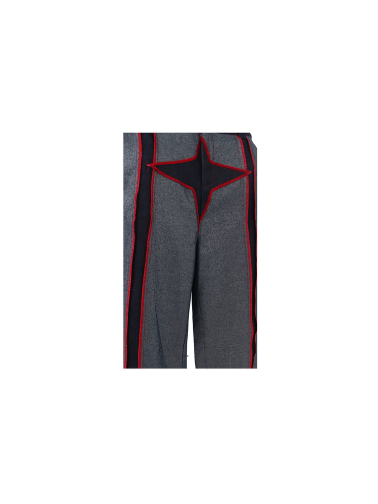 EMBRYO STARSHIFT patchwork flare jeans — alternate modeled angle