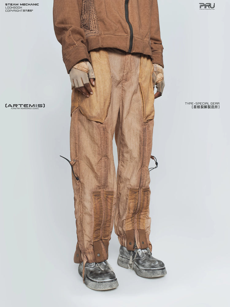 STARCORE venus orange engineer utility pants — alternate modeled angle