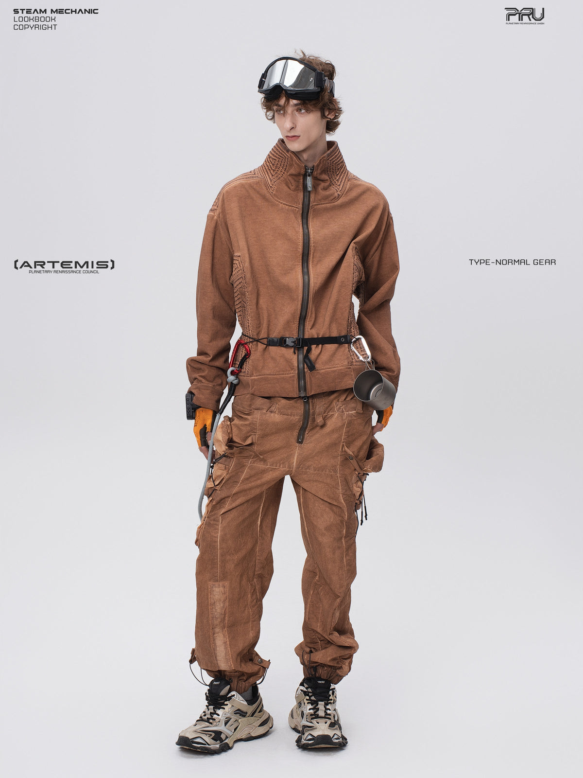 PIONEER venus orange distressed protection zip jacket — construction detail