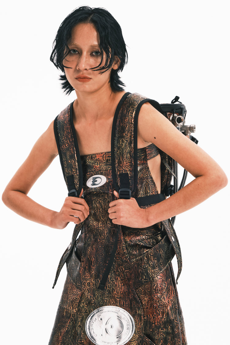 EMBRYO ORACLE embossed backpack — construction detail