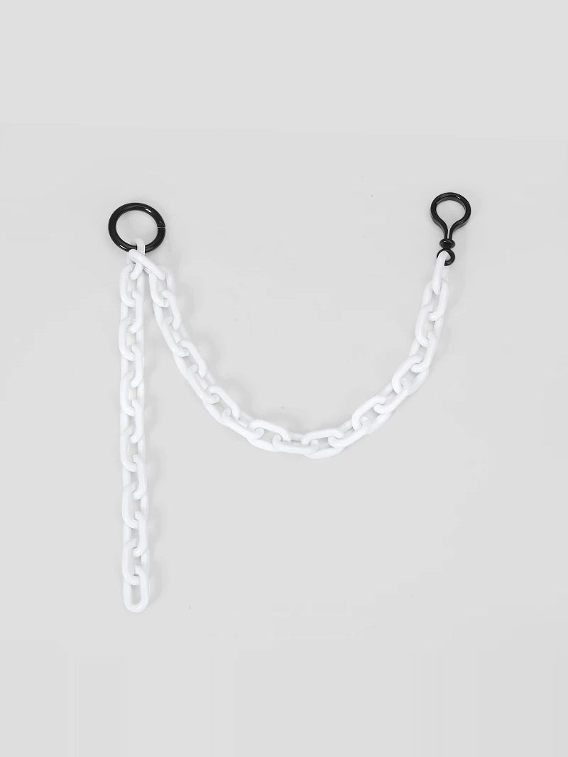 OFF-LABEL white detachable decorative chain with black attachment clips, chain-only option without bag