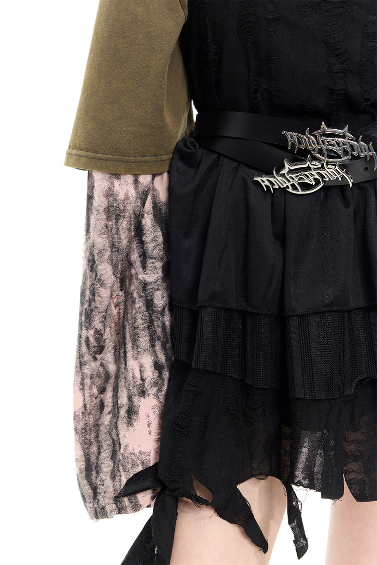 PINKSPINK ELECTRIC MOON two-way layered lace mini dress — black layered dress — waist and belt styling detail