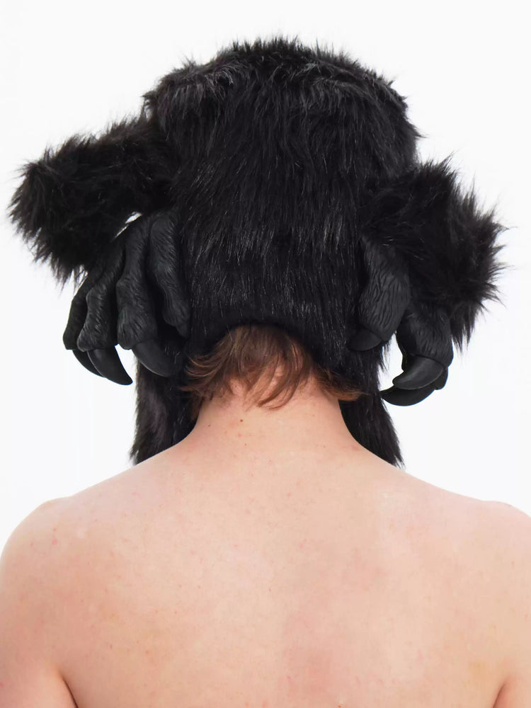 EMBRYO BLACK BEAST bone-detail faux-fur hat — rear or construction presentation