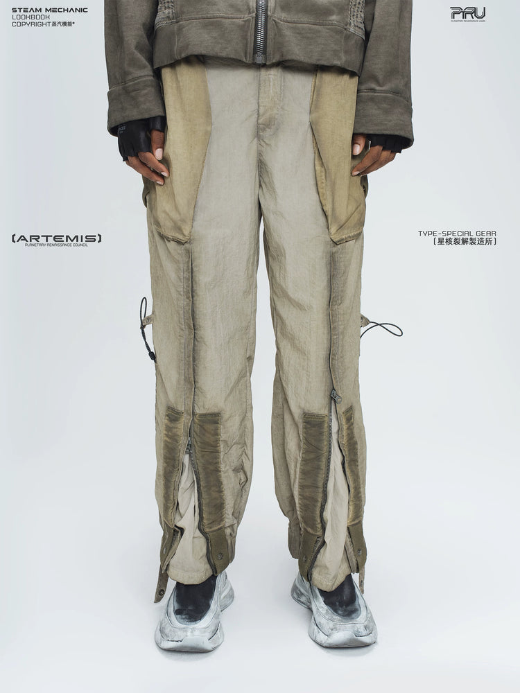 STARCORE mercury brown engineer utility pants — front modeled product view