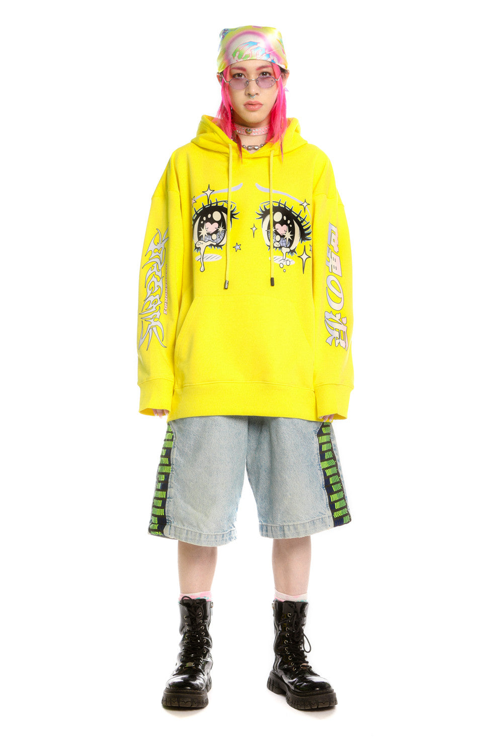 DEADENDKIDS ANIME TEARS oversized graphic hoodie — material and print detail