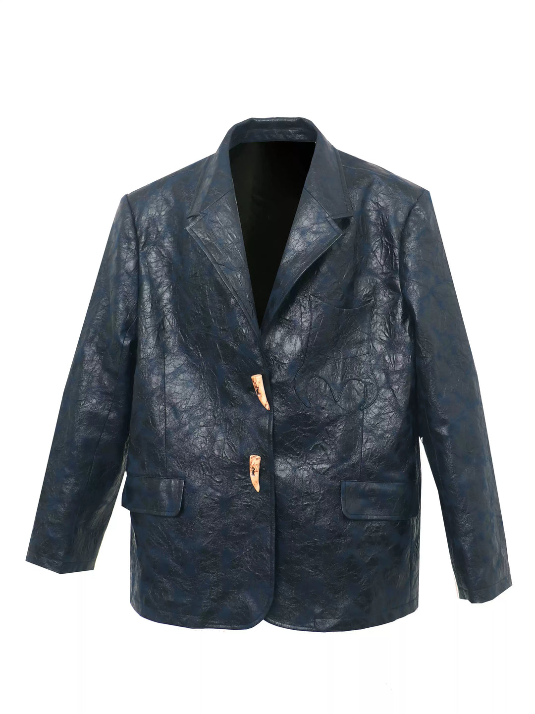 EMBRYO HORN CODE textured PU leather blazer — front garment-only view