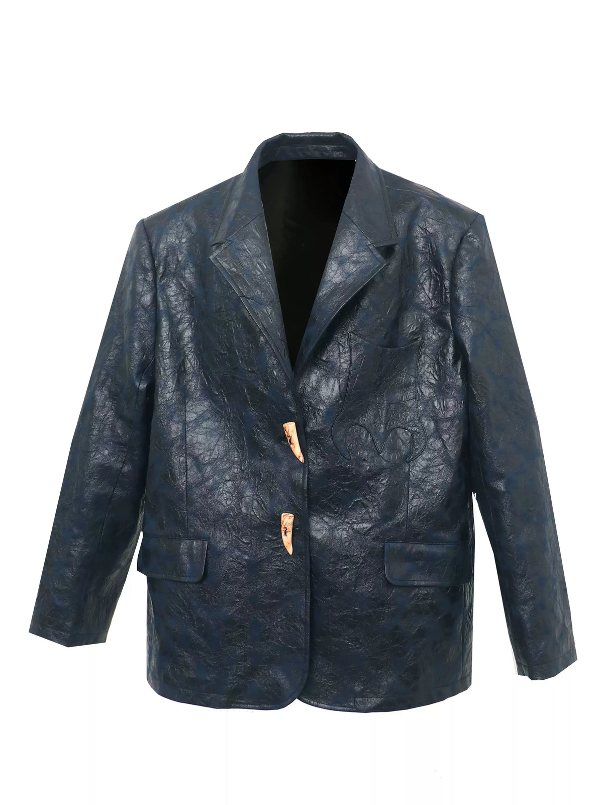EMBRYO HORN CODE textured PU leather blazer — front garment-only view