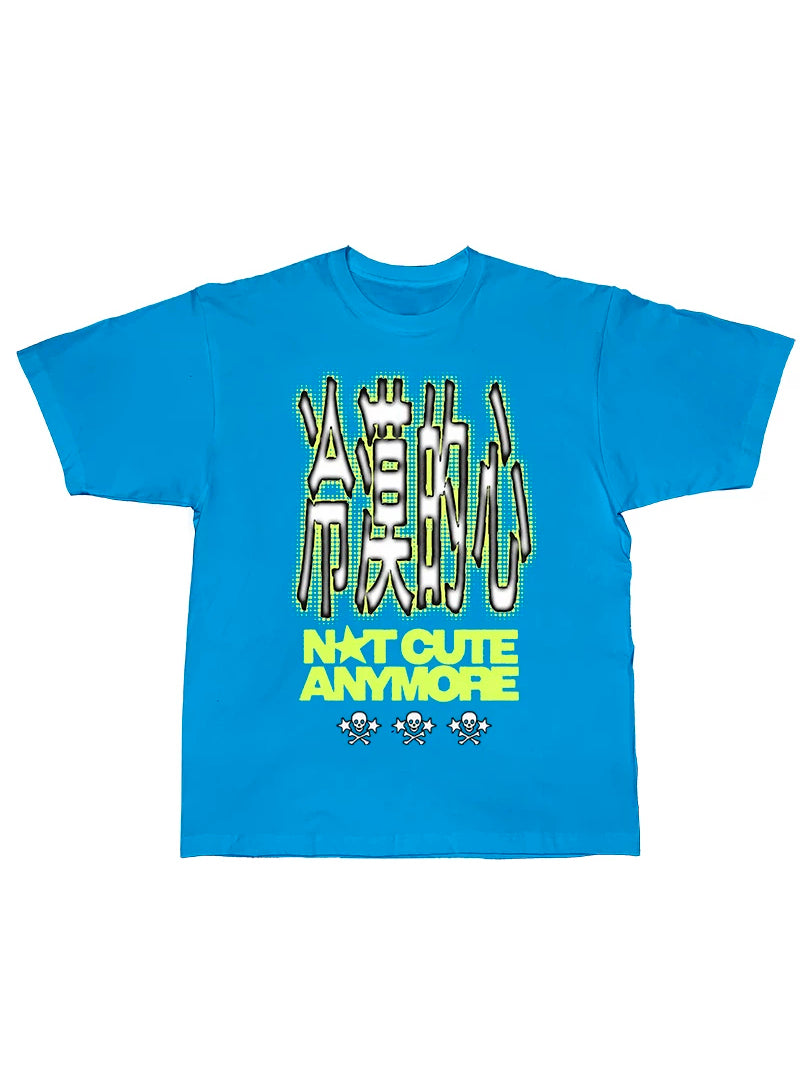 DEADENDKIDS NUMB HEART oversized graphic tee — material and print detail