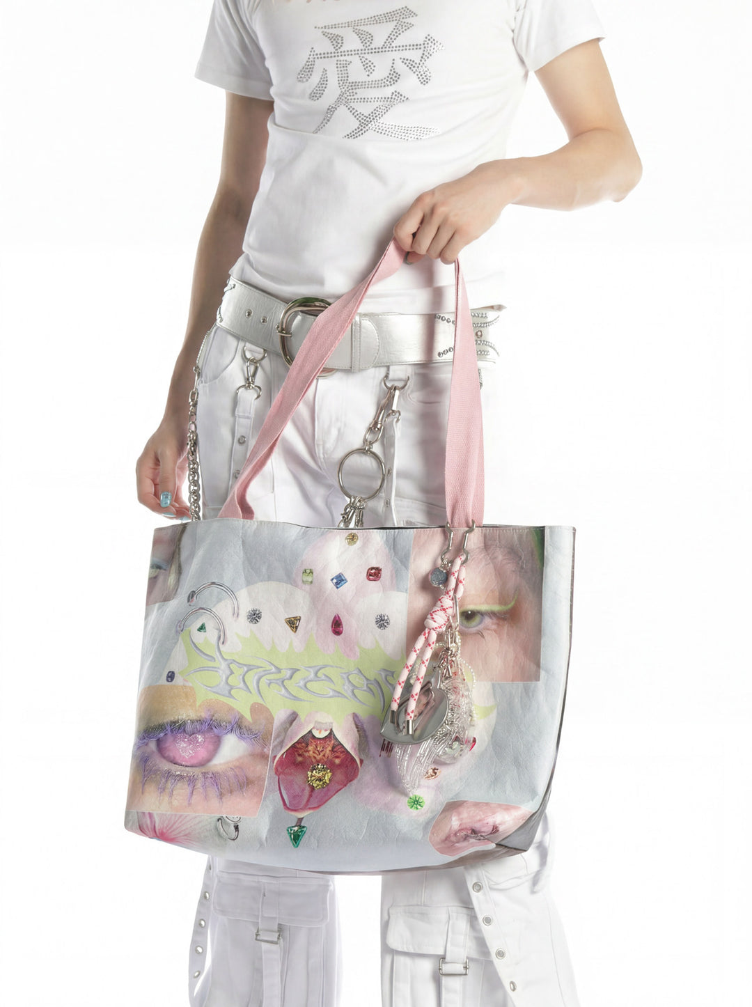 DEADENDKIDS GLITCH PRINCESS Tyvek tote bag — alternate modeled angle