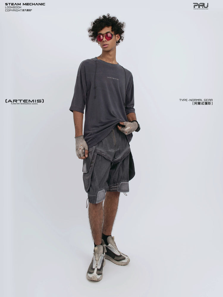 LIGHTSHADOW spirit deconstructed technical tee — alternate modeled angle