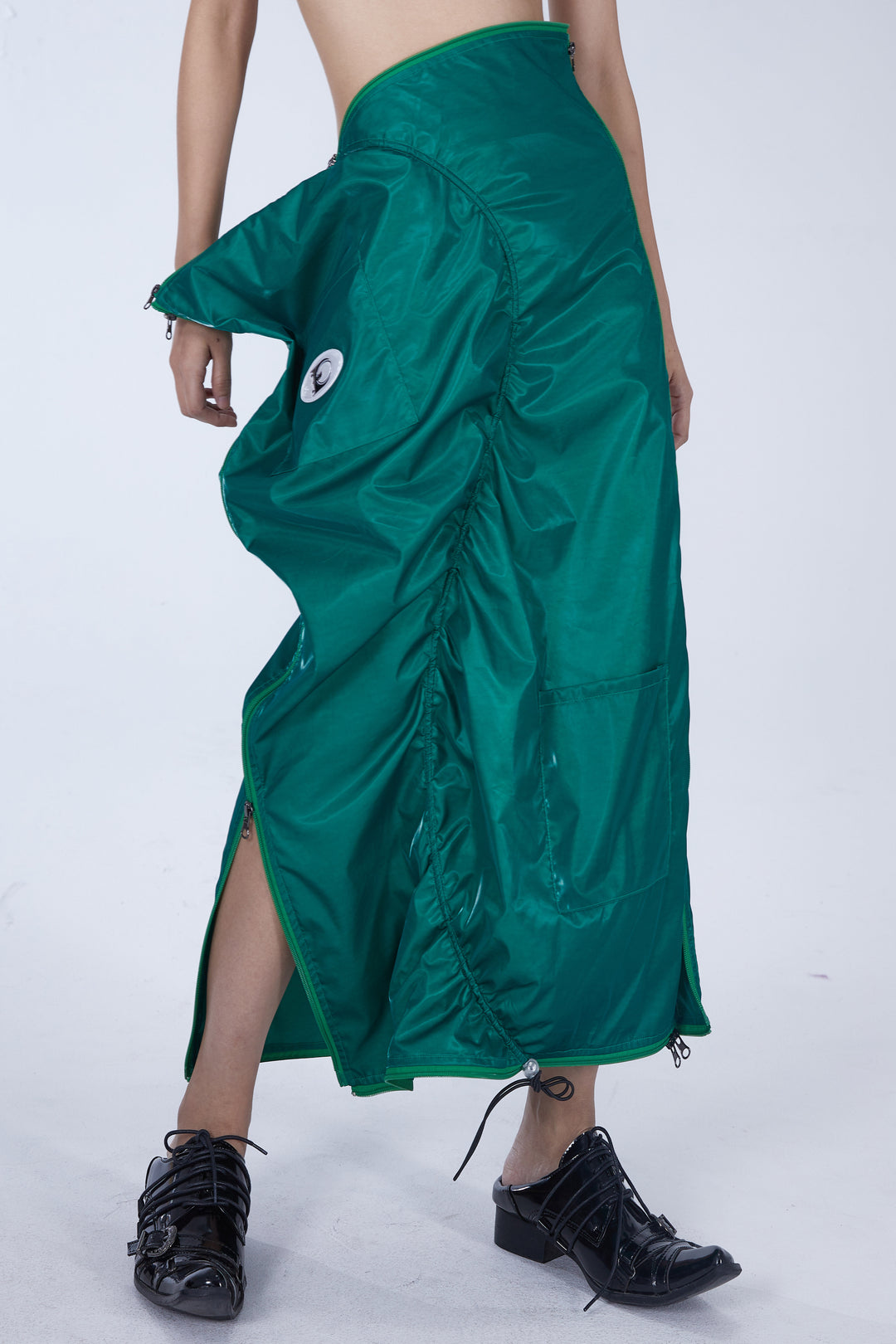 EMBRYO SLEEP POD convertible dress & bag — full-length modeled view