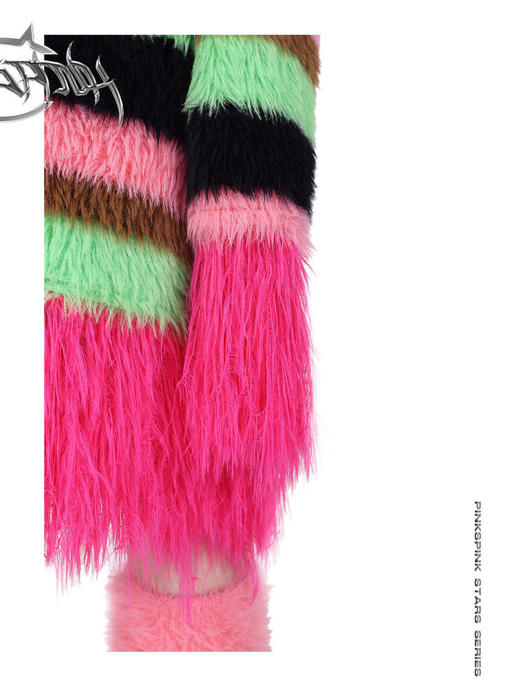 PINKSPINK FUTURE COLOR striped zip cardigan — alternate modeled styling view