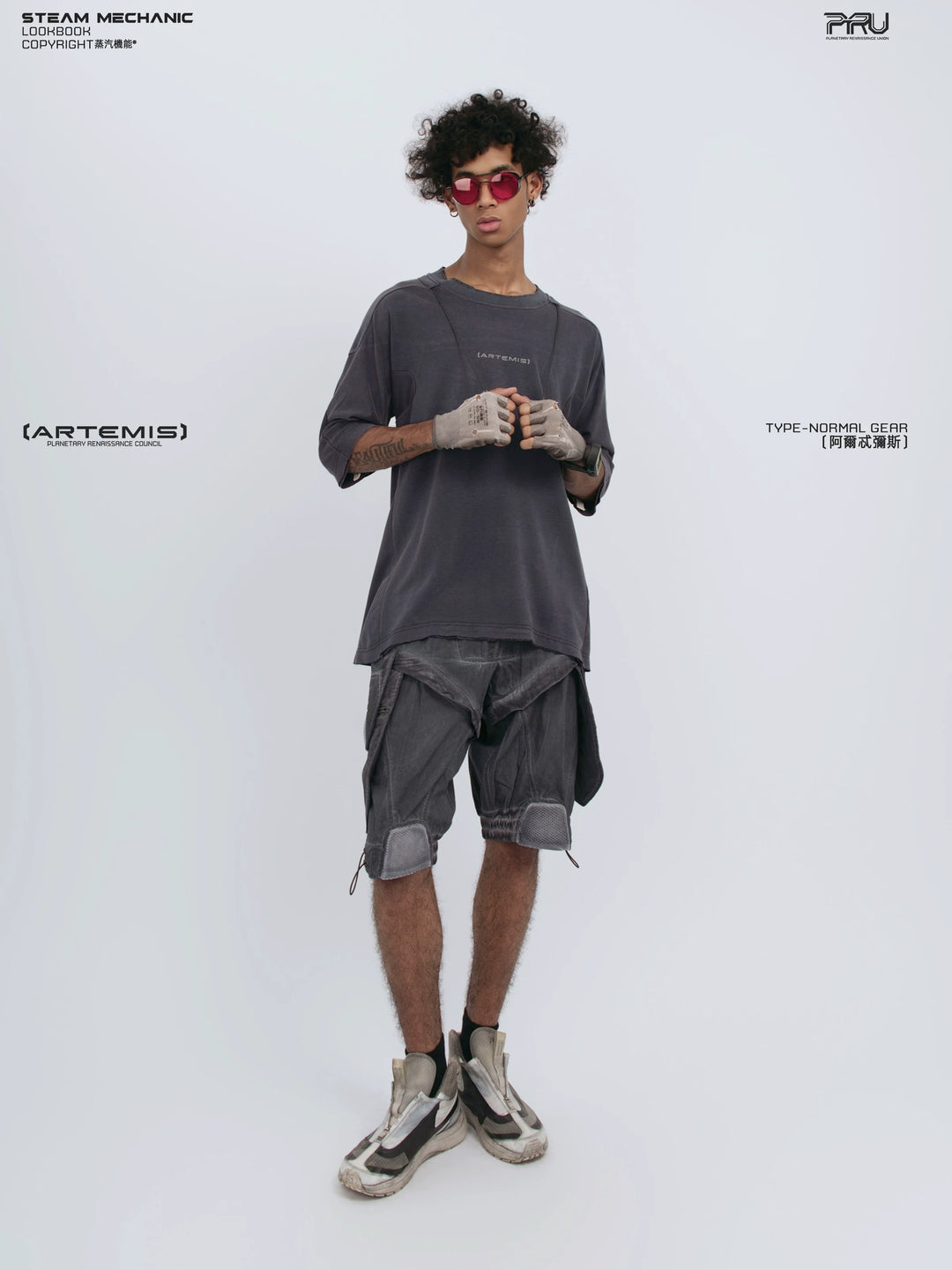 LIGHTSHADOW spirit deconstructed technical tee — rear modeled view
