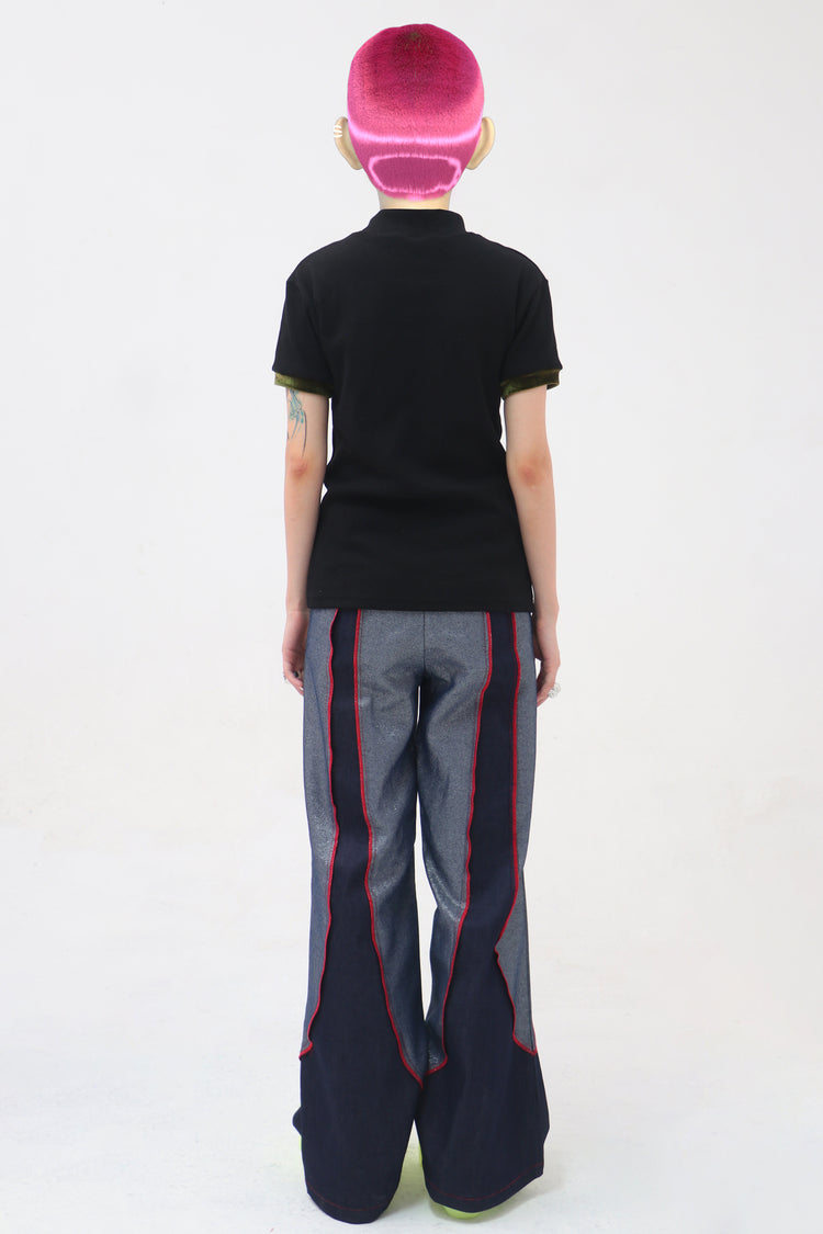 EMBRYO STARSHIFT 3D-effect fitted mock-neck tee — additional product detail view