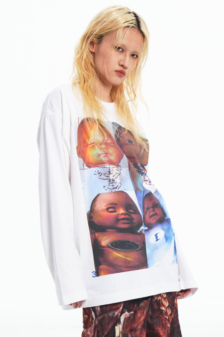 EMBRYO ABCD FOUR CHILDREN white graphic sweatshirt — product-only rear view