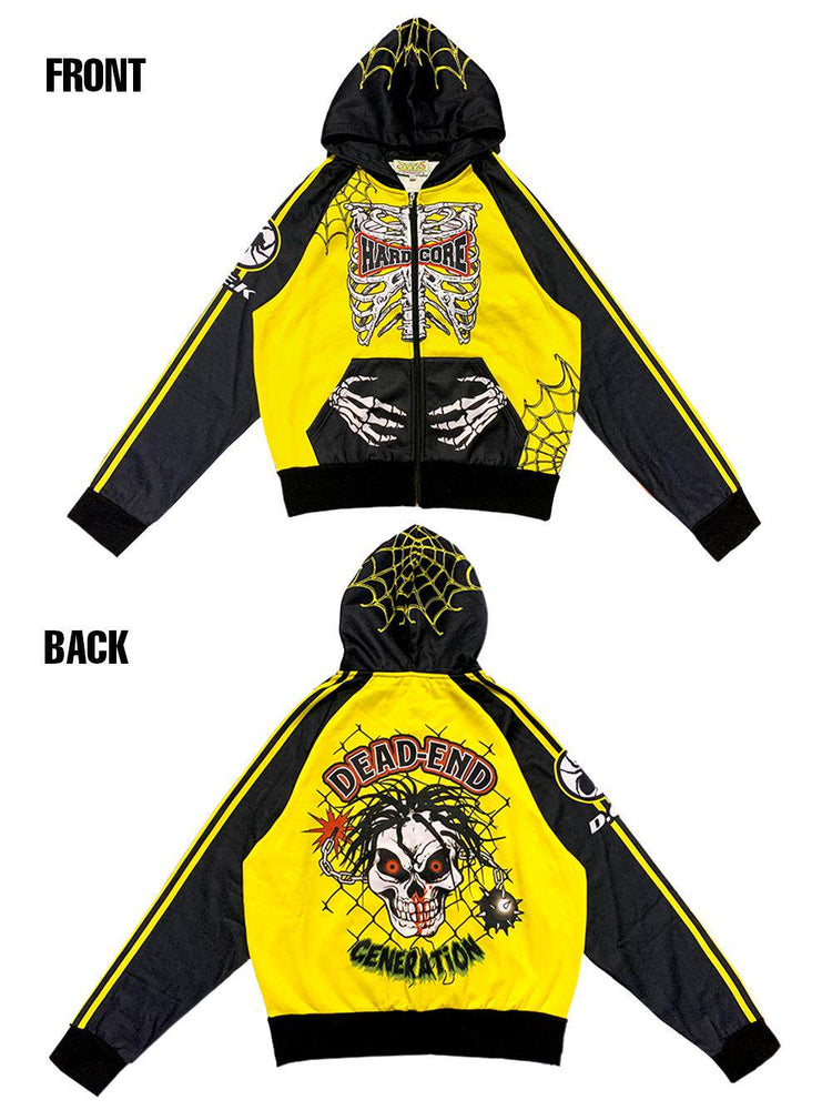 DeadEndKids Hardcore Generation skeleton zip-up hoodie — gallery hero — garment front/back