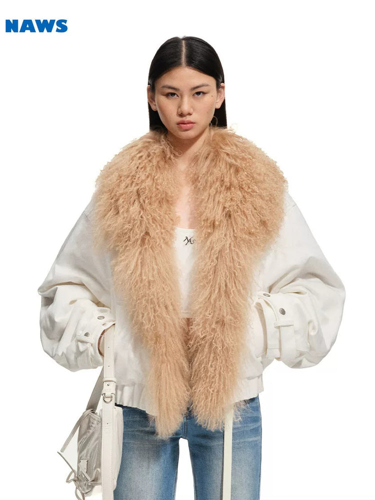 NAWS ARCTIC shearling-collar padded denim jacket — cleaned hero collage showing the complete design