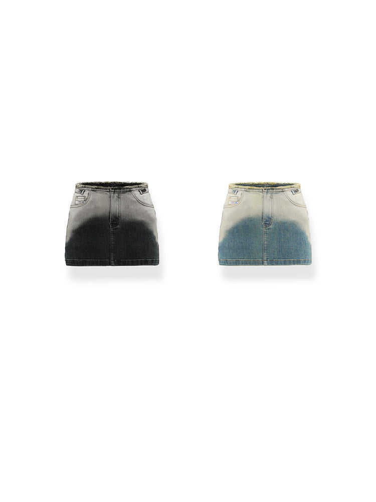 NAWS ECLIPSE gradient denim mini skirt — catalog view showing the design and silhouette