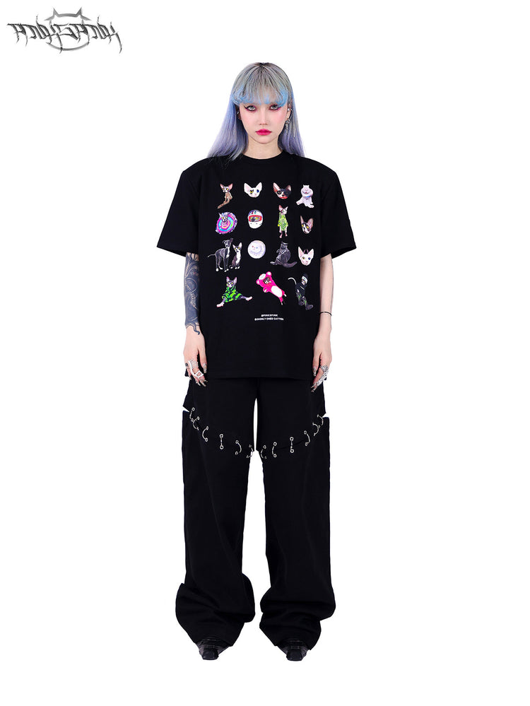 PINKSPINK ELECTRIC MOON double-waist detachable straight-leg pants — alternate modeled view showing the silhouette