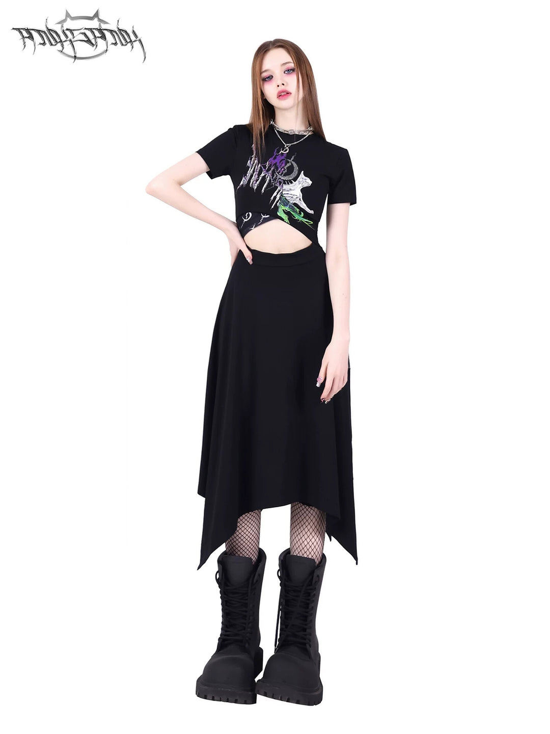 PINKSPINK ELECTRIC MOON reconstructed cutout dress — cleaned hero collage showing the complete design
