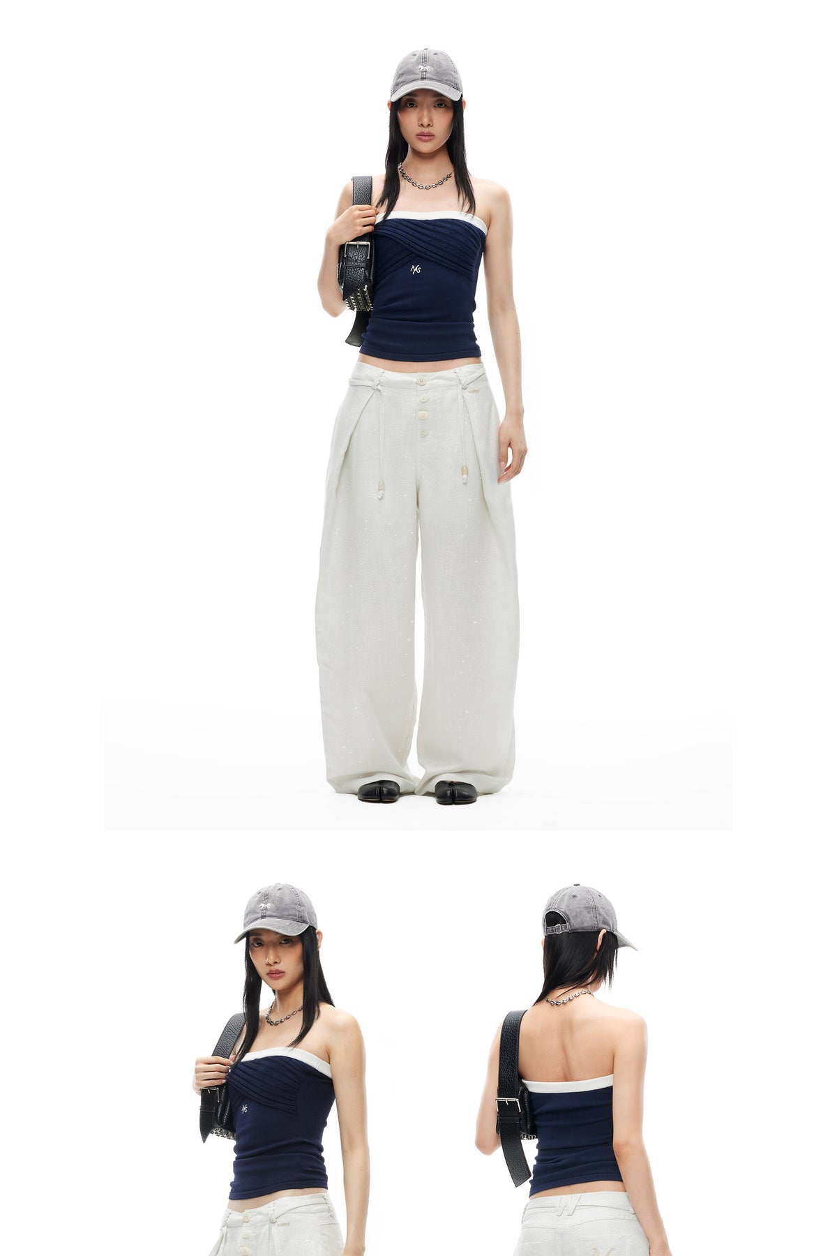NAWS LACE gathered knit bandeau top — catalog view showing the design and silhouette