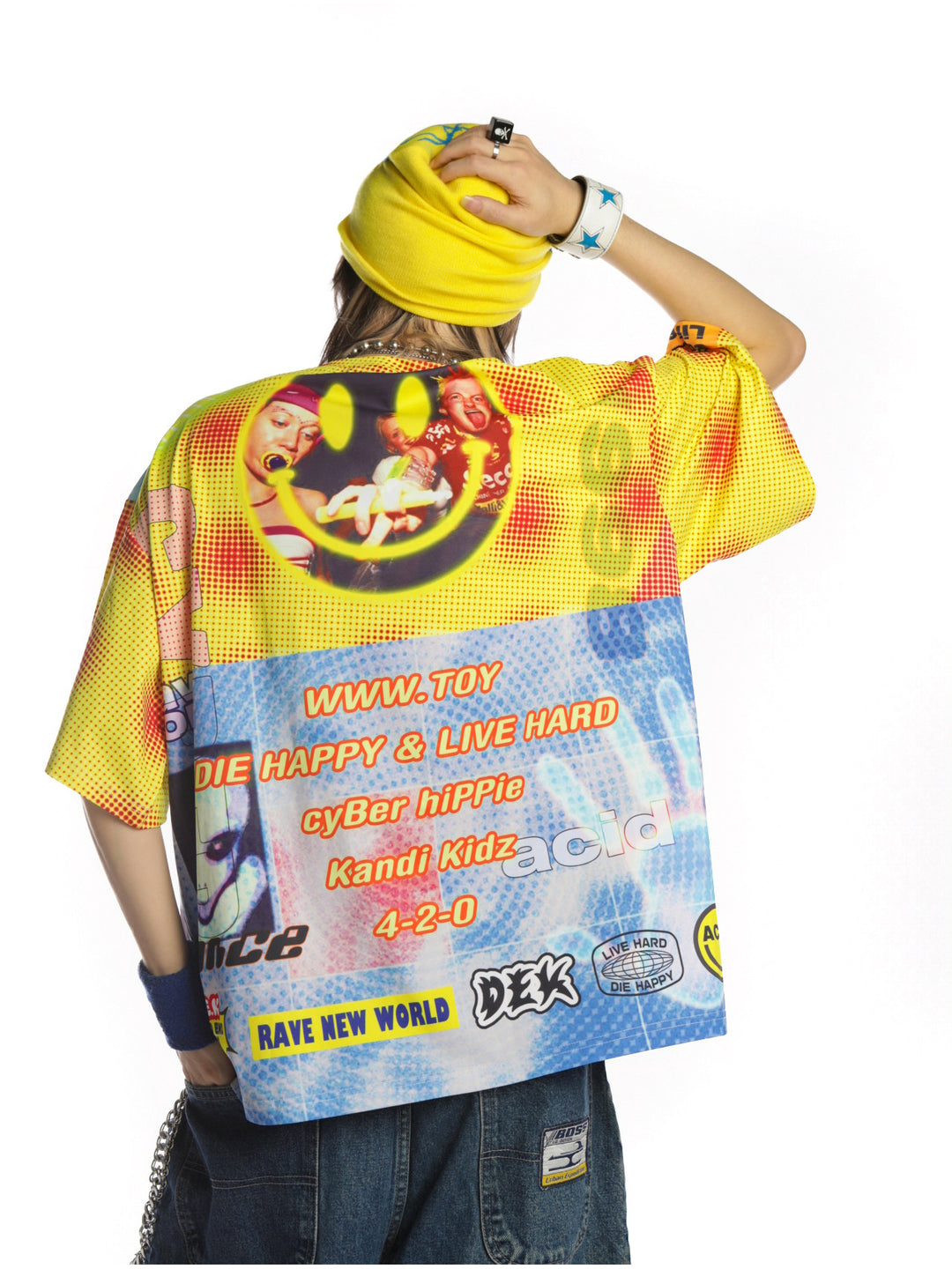 DEADENDKIDS GOOD TIMES heavyweight graphic tee — material and print detail