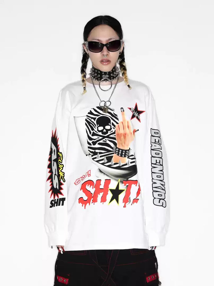 DEADENDKIDS MIDDLE FINGER oversized long-sleeve tee — alternate product presentation