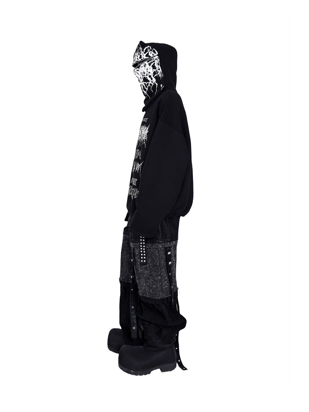 MASK DECOMPOSITION Y2K HOODED SWEATSHIRT
