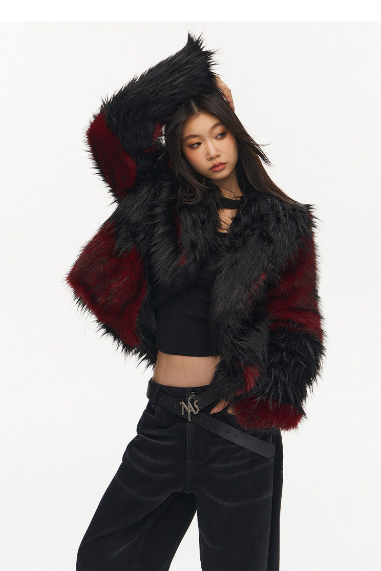 NAWS NIGHT GARDEN faux-fur jacket — alternate modeled styling view
