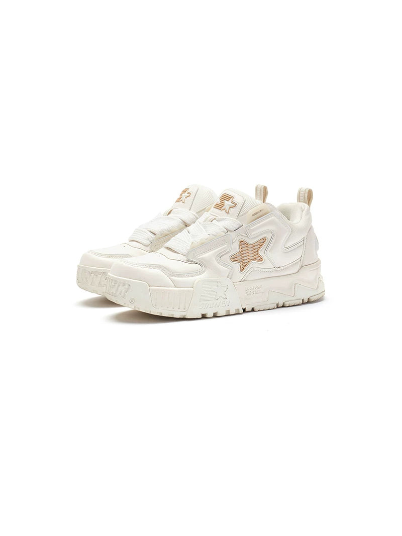 STARTER PUFF Cloud White pair in a clean three-quarter studio view, showing padded star panels, broad laces and sculpted platforms