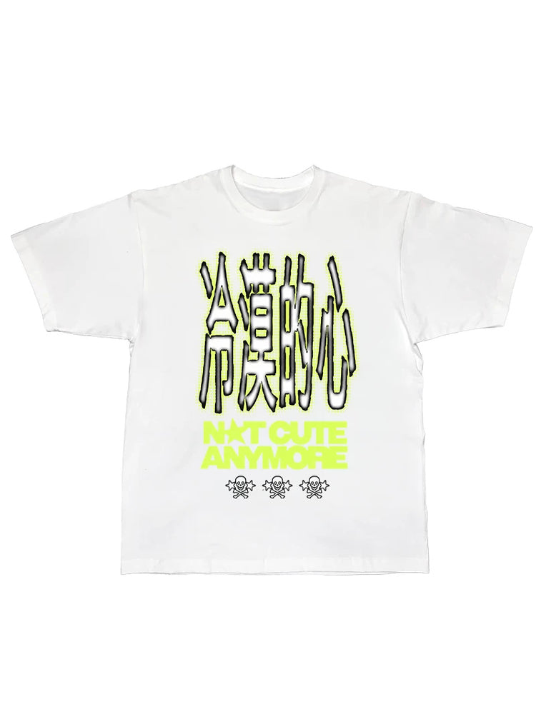 DEADENDKIDS NUMB HEART oversized graphic tee — full-length modeled view