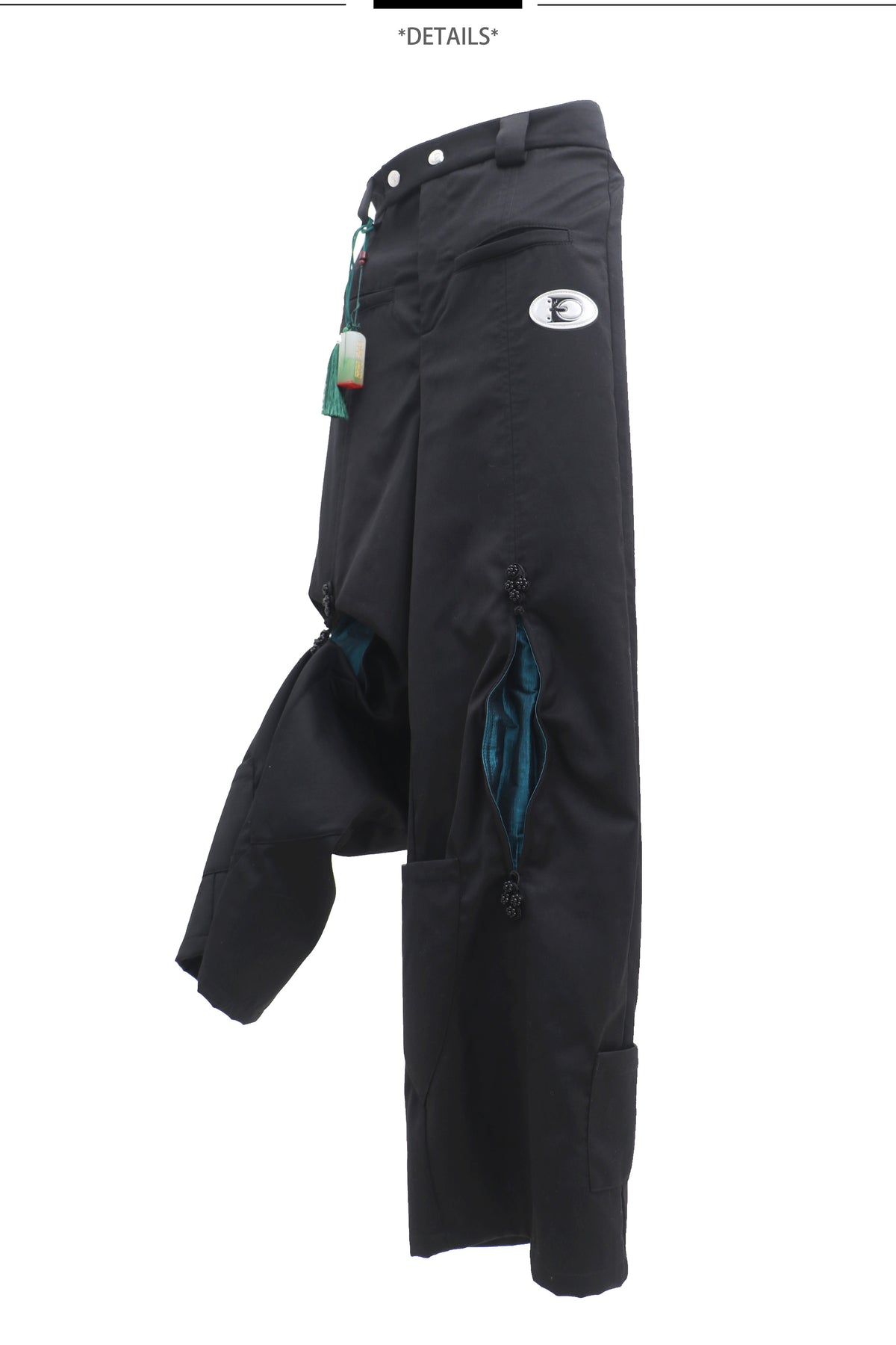 EMBRYO IMPERIAL SEAL wide-leg suit pants — fabric and graphic detail