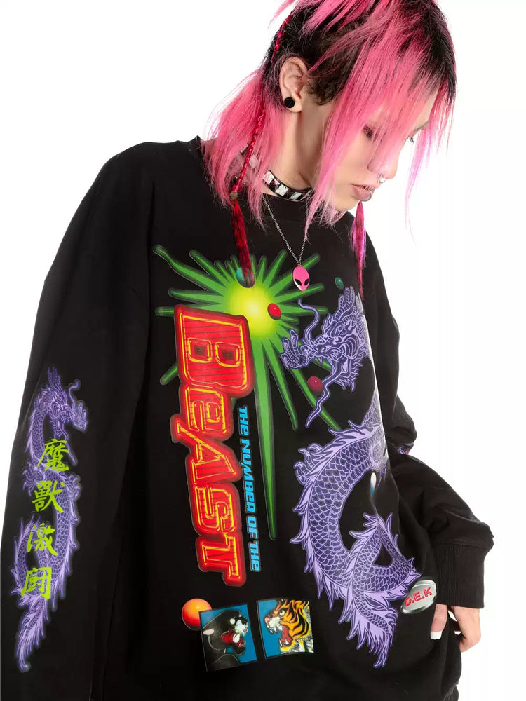 DEADENDKIDS DRAGON PUNK graphic sweatshirt — side or detail presentation