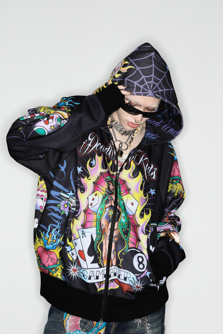 DEADENDKIDS WEST COAST oversized fleece hoodie — garment-only view