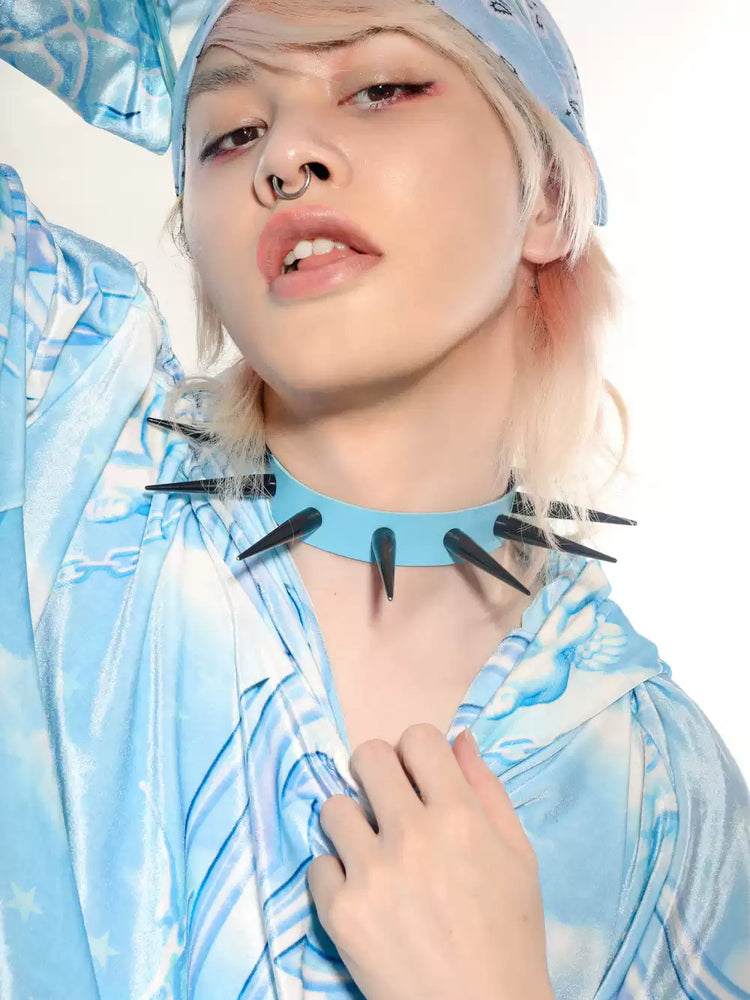 DEADENDKIDS SPIKE RING studded choker — rear or construction presentation