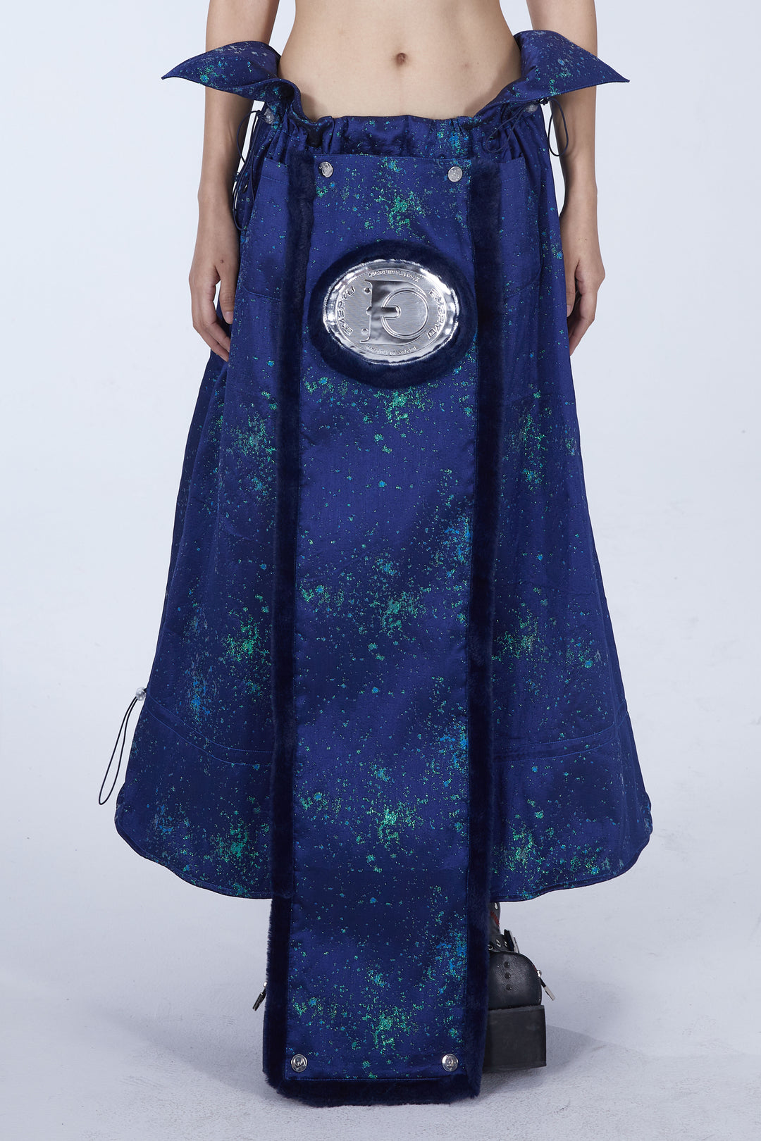 EMBRYO GALAXY convertible skirt & bustier — close modeled view