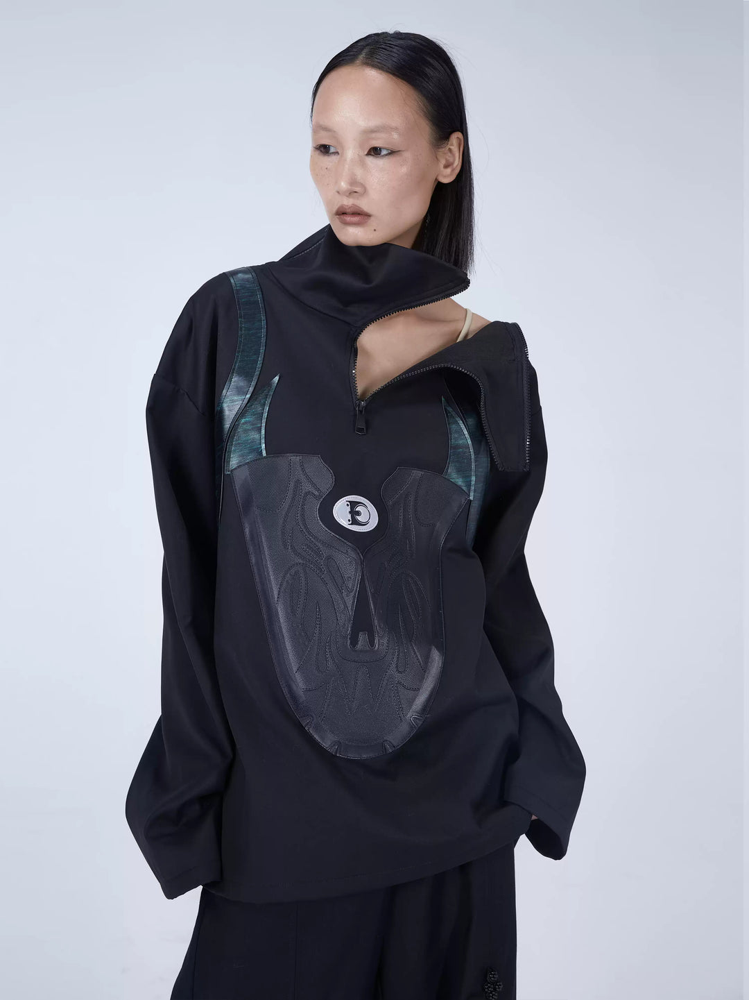 EMBRYO SHOE COLLAR asymmetrical sweatshirt — front product presentation