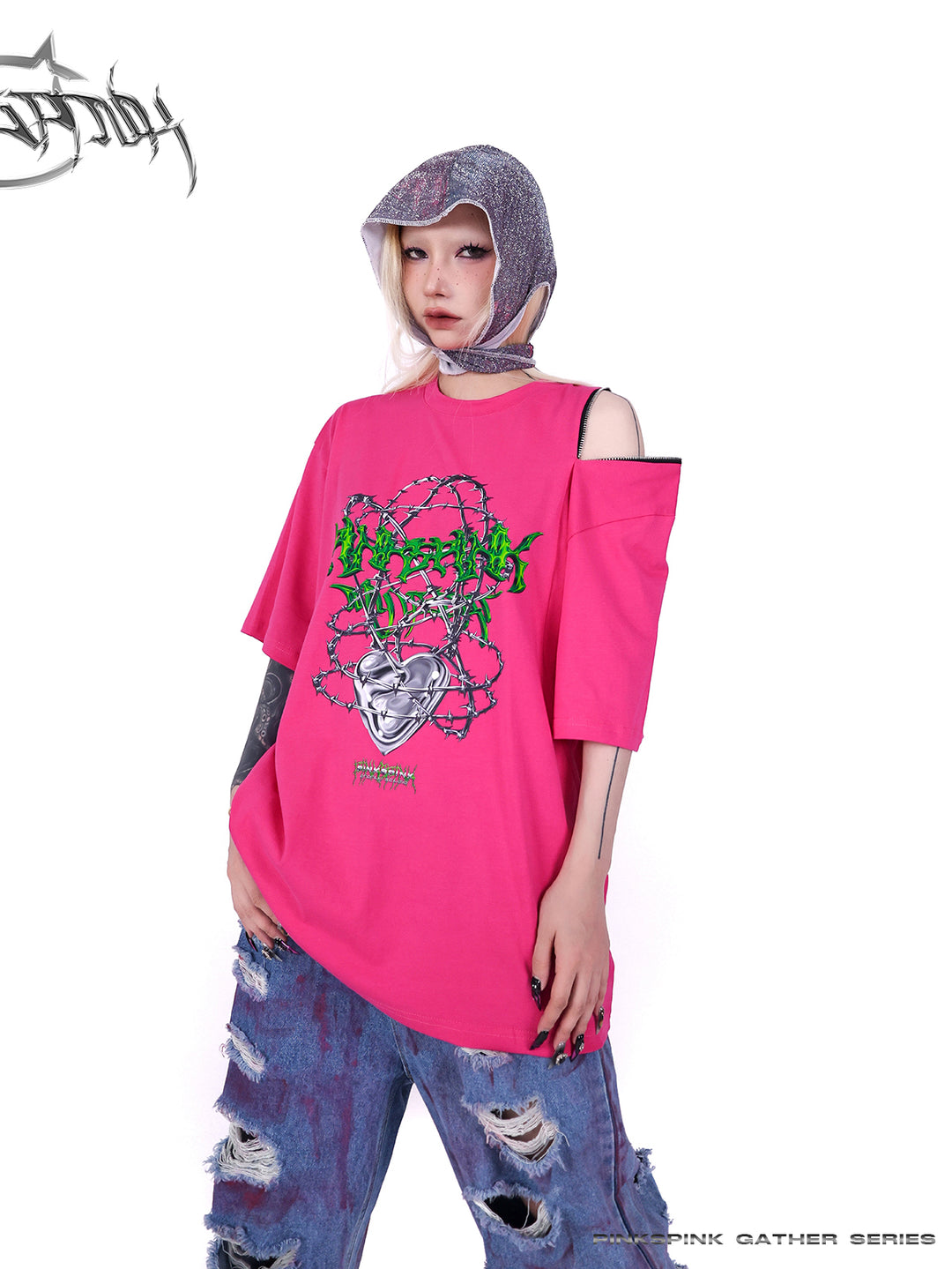 WASTELAND POWDER COATING RIPPED unisex loose-fitting jeans