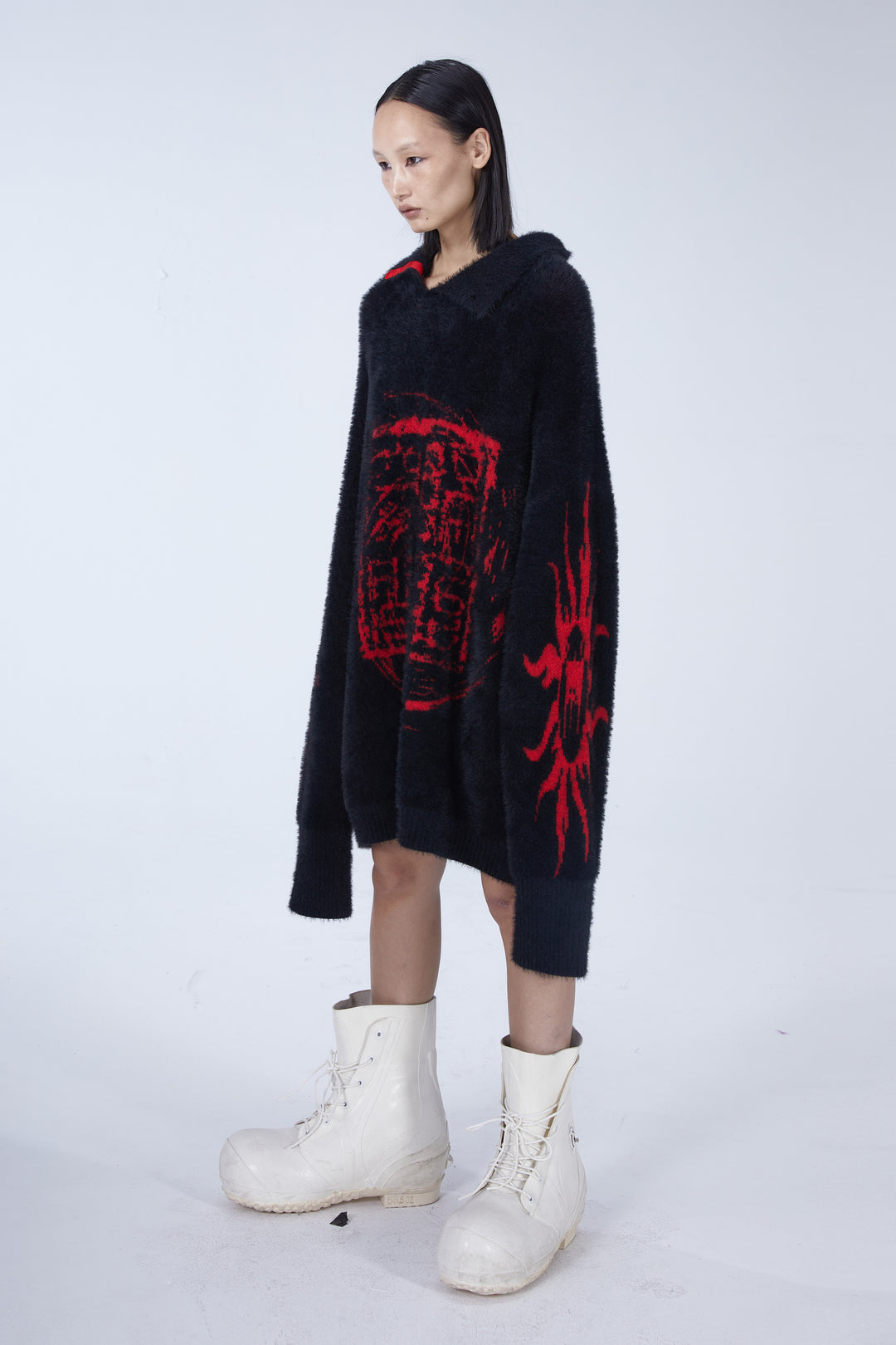 EMBRYO IMPERIAL SEAL reversible faux-mink sweater — construction detail