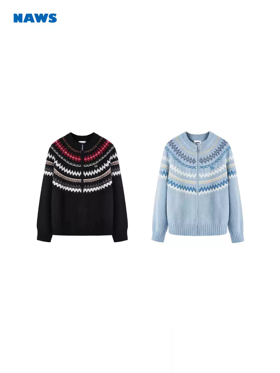 NAWS FAIR ISLE wool-alpaca cardigan — alternate gallery view showing the design details