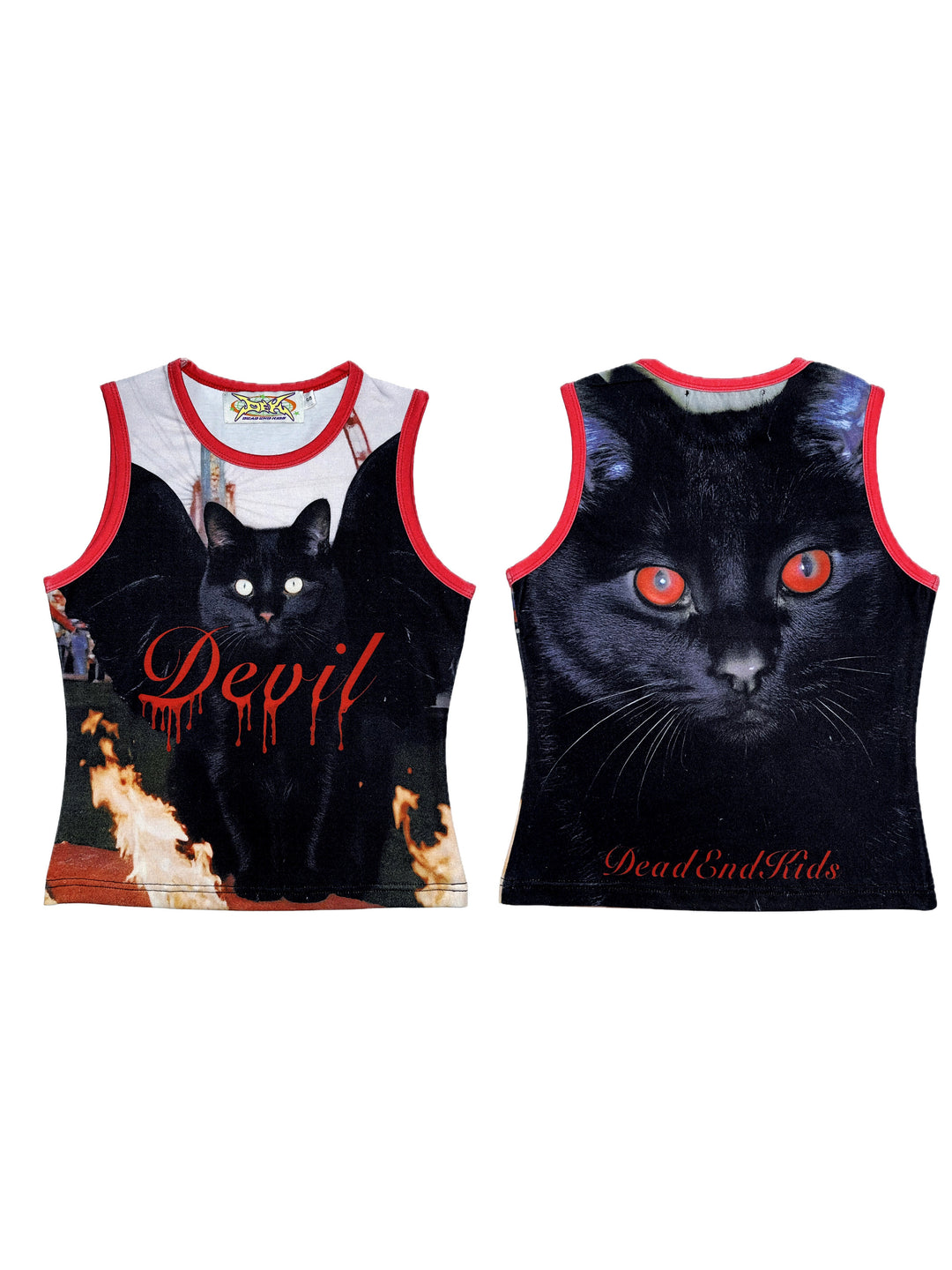 DEADENDKIDS ARCHIVE fitted graphic tank — material and print detail