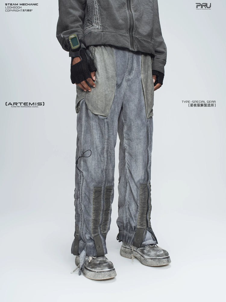 STARCORE moon dust gray engineer utility pants — alternate modeled angle