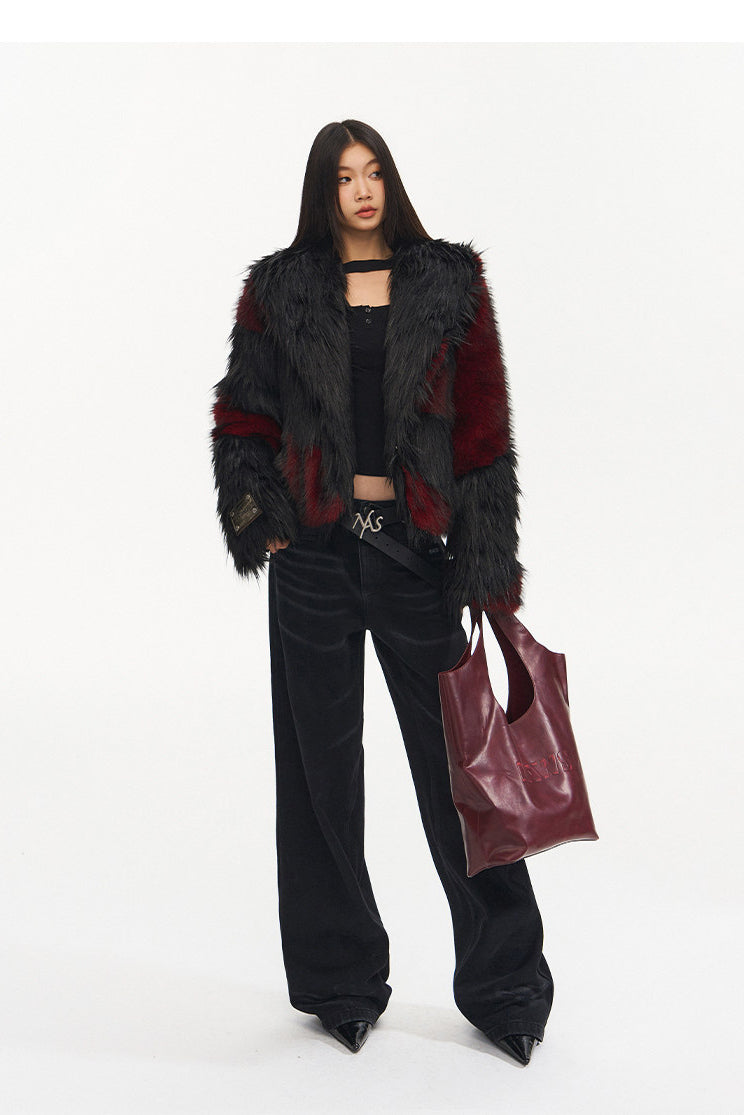 NAWS NIGHT GARDEN faux-fur jacket — product detail view showing texture and hardware