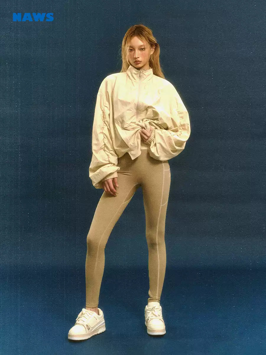 NAWS CLOUD Lycra cycling leggings — close modeled view highlighting the construction