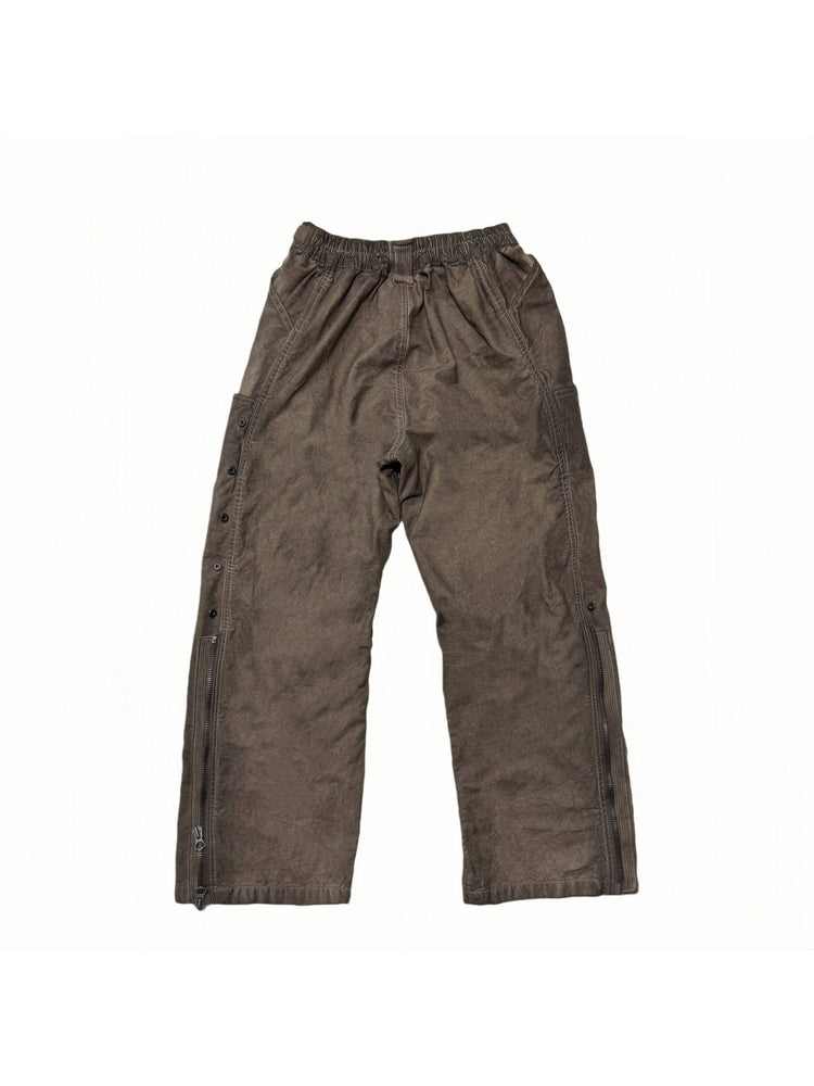 PIONEER ochre brown knee-mesh utility work pants — ochre brown back flat lay showing the elasticated waistband