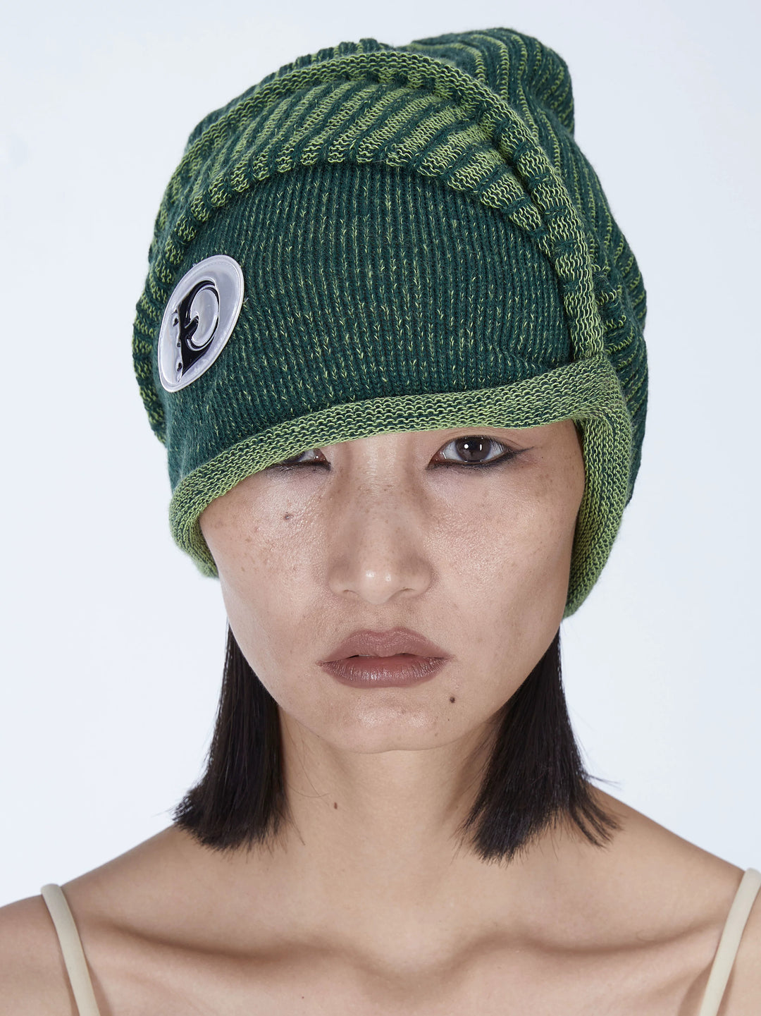 EMBRYO DOUBLE FORM convertible knit hat — alternate styled presentation