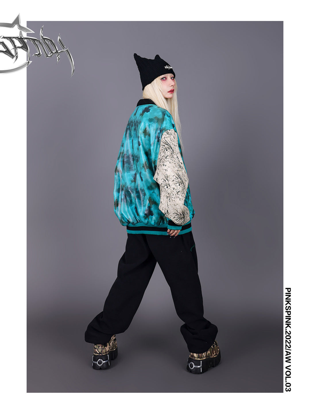 PINKSPINK SPHYNX thorn-embroidered cat-ear beanie — cleaned hero collage showing the complete design