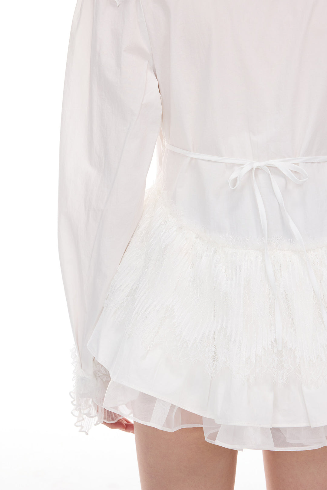 PINKSPINK ELECTRIC MOON lace puff-hem shirt — cleaned hero collage showing the complete design